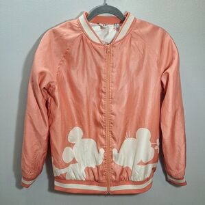 Vintage Inspired Disney Mickey & Minnie Mouse Bomber Style Peach Jacket Girls XL